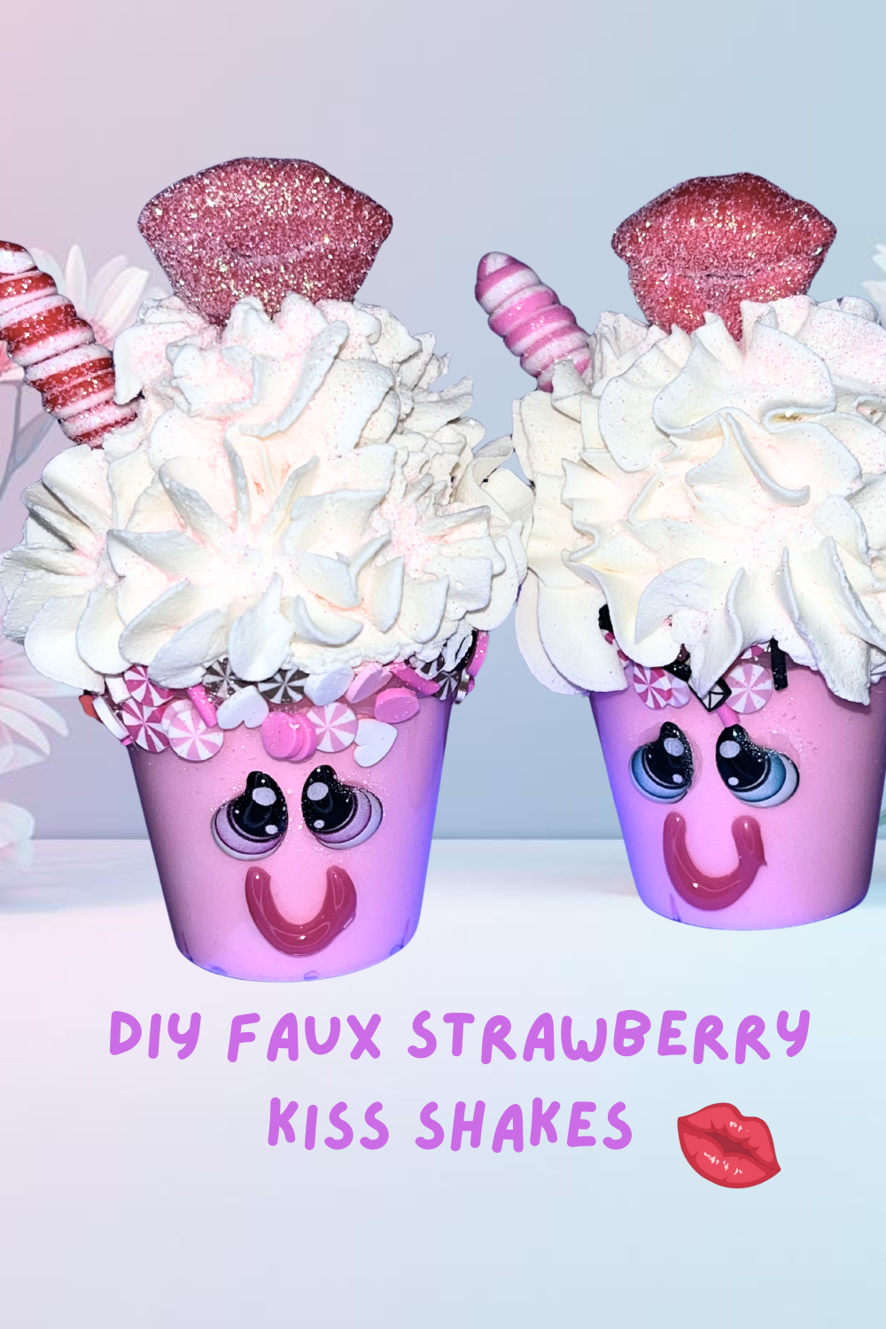 DIY faux strawberry shake fake bake Valentine dessert craft tutorial