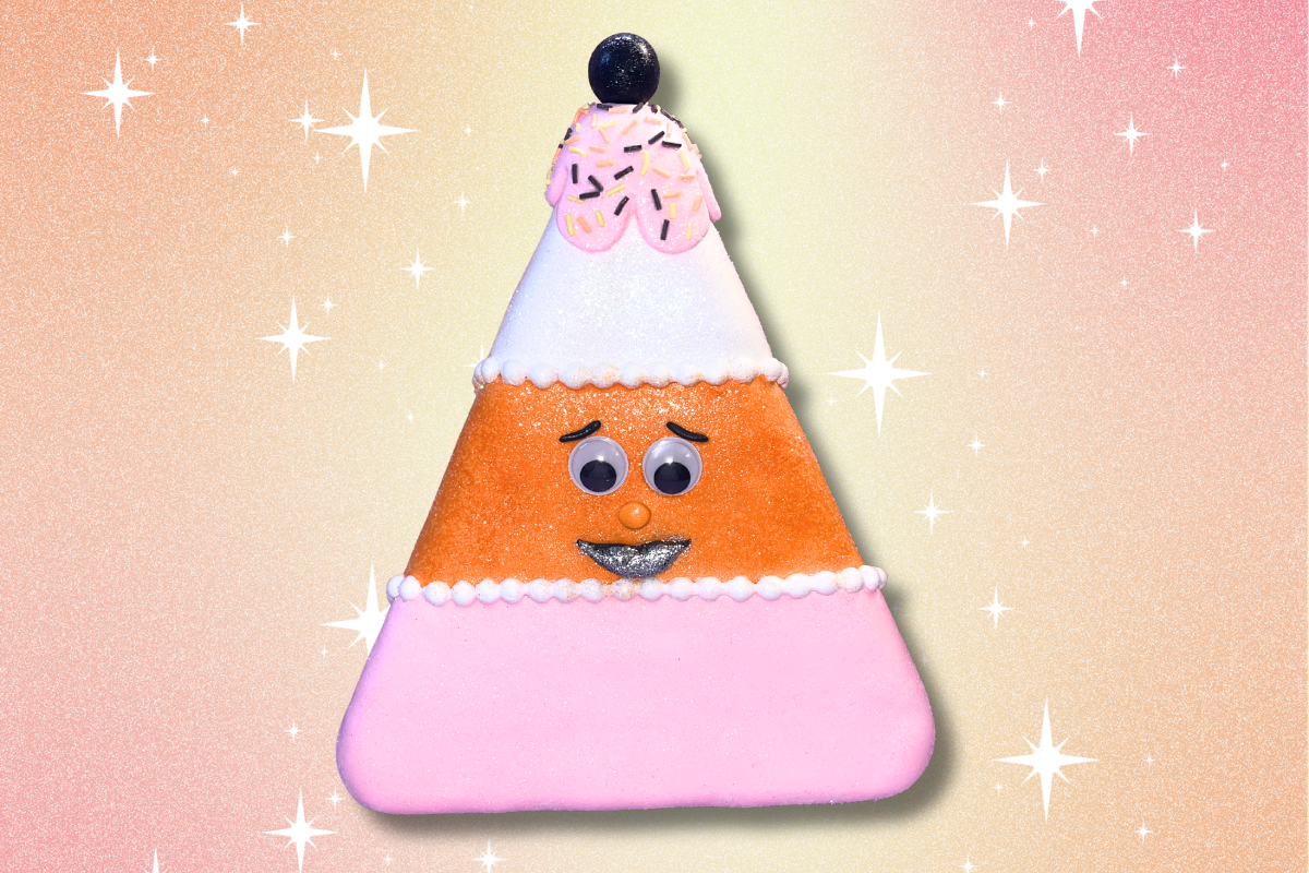 DIY candy corn decoration made with air dry foam clay Halloween faux dessert craft