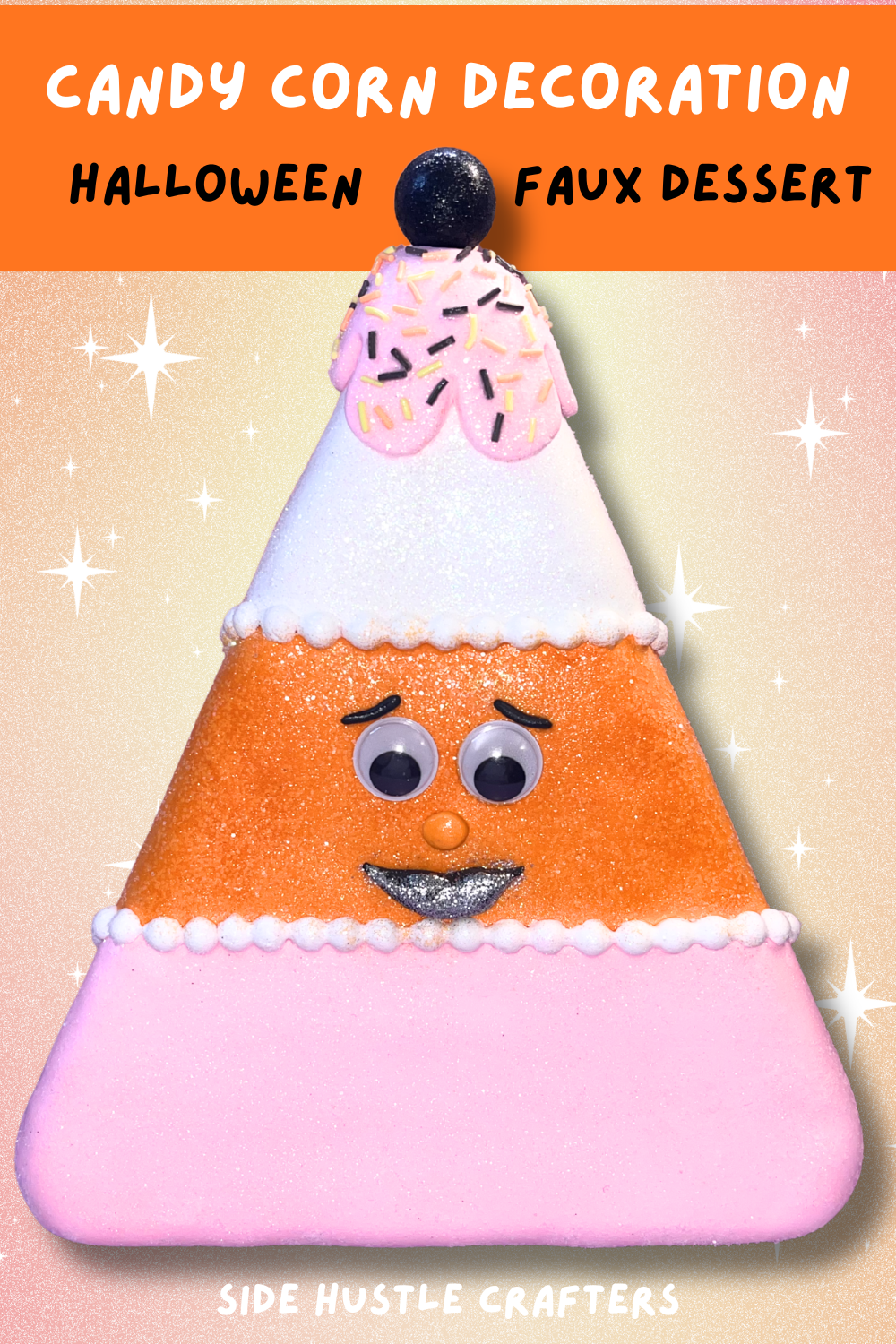 DIY candy corn decoration air dry foam clay Halloween craft