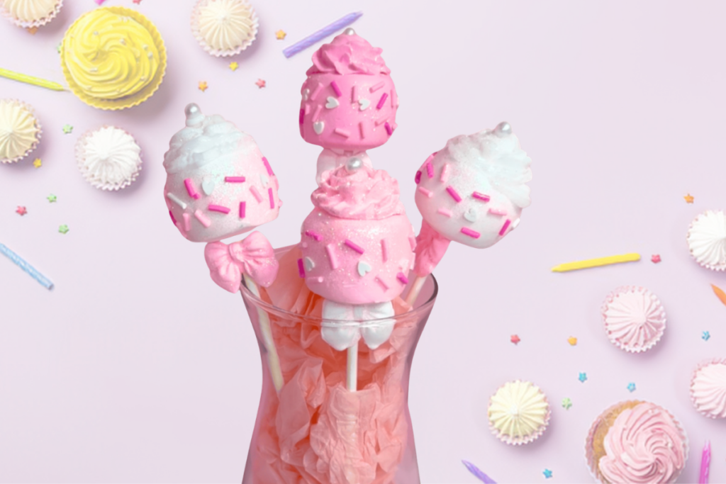 DIY fake cake pops made with foam clay faux dessert craft