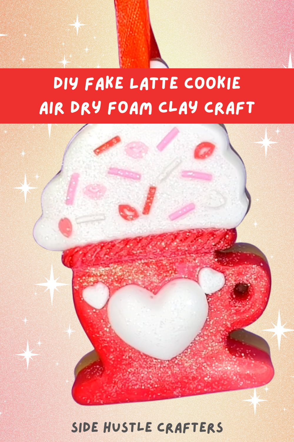 DIY Fake Valentines Latte Cookie Faux Dessert Air Dry Foam Clay Craft