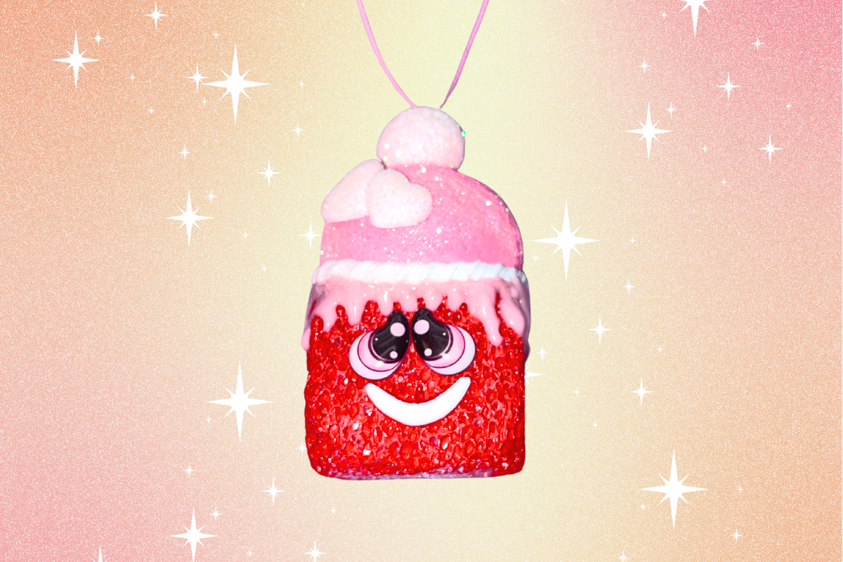 DIY marshmallow Valentine ornament made with foam clay faux dessert craft