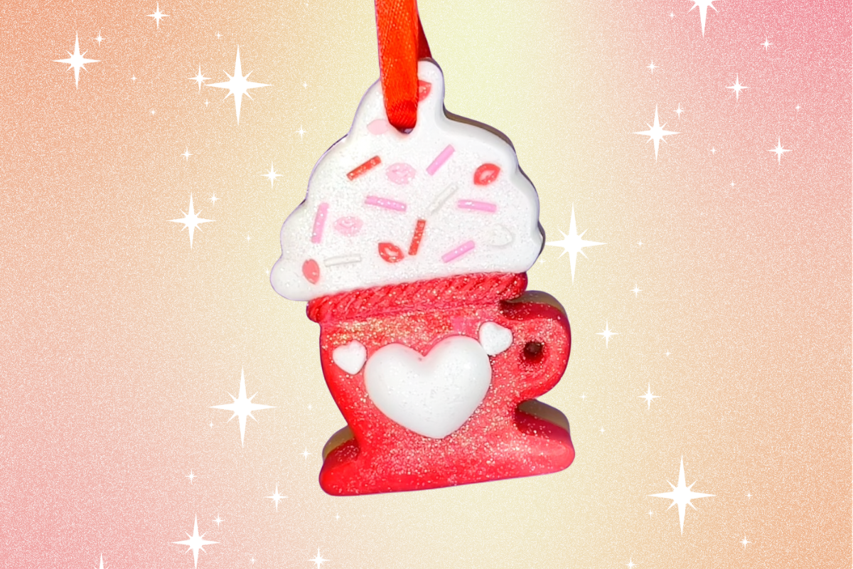 DIY fake Valentine's Day latte cookie made with air dry foam clay