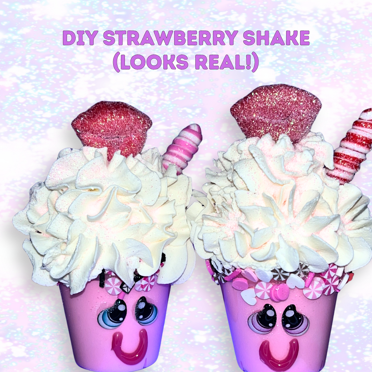 DIY strawberry faux shake craft with whipped topping made from plaster of Paris