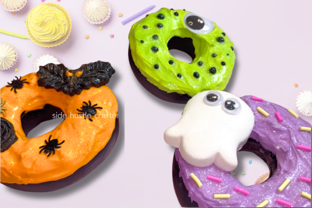 DIY fake bake Halloween donuts made with Crayola Model Magic and craft sprinkles