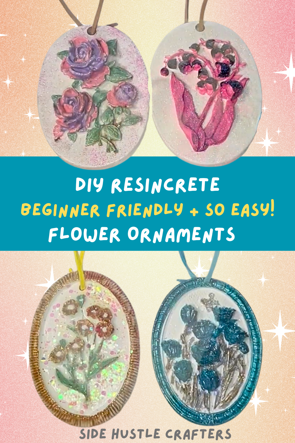 DIY ResinCrete flower ornaments tutorial