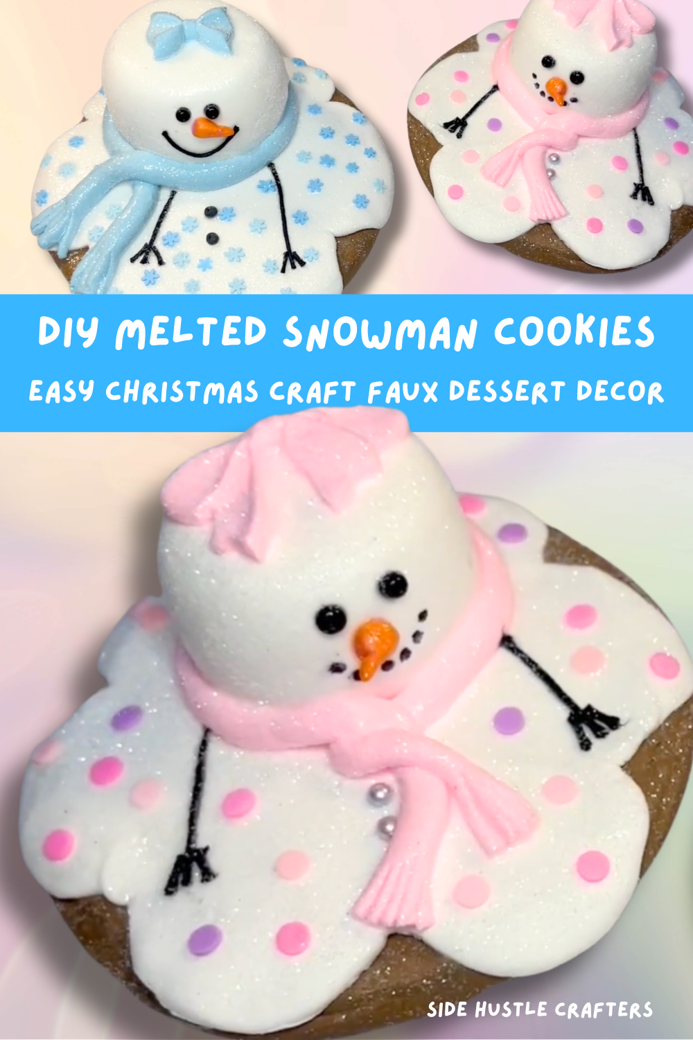 DIY melted snowman faux cookies air dry foam clay craft tutorial