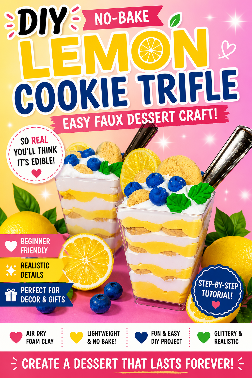 DIY lemon cookie trifle faux dessert craft